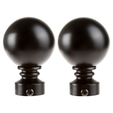 Set de terminales para barra de cortina 19 mm 2 unidades negro