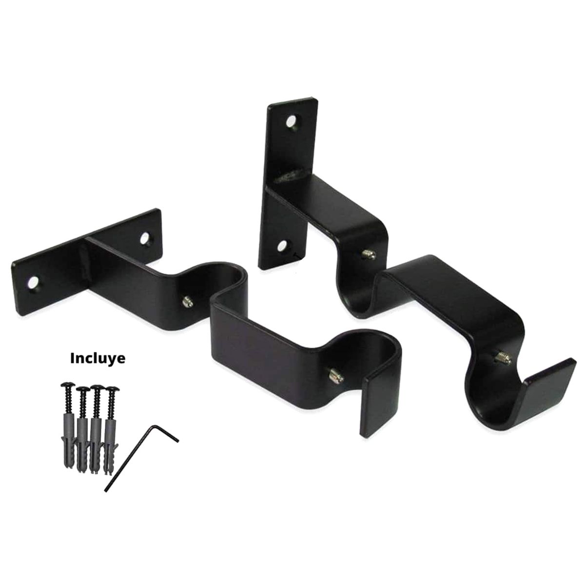 JUST HOME COLLECTION - Set de soportes para barra de cortina 19 mm 2 unidades negro