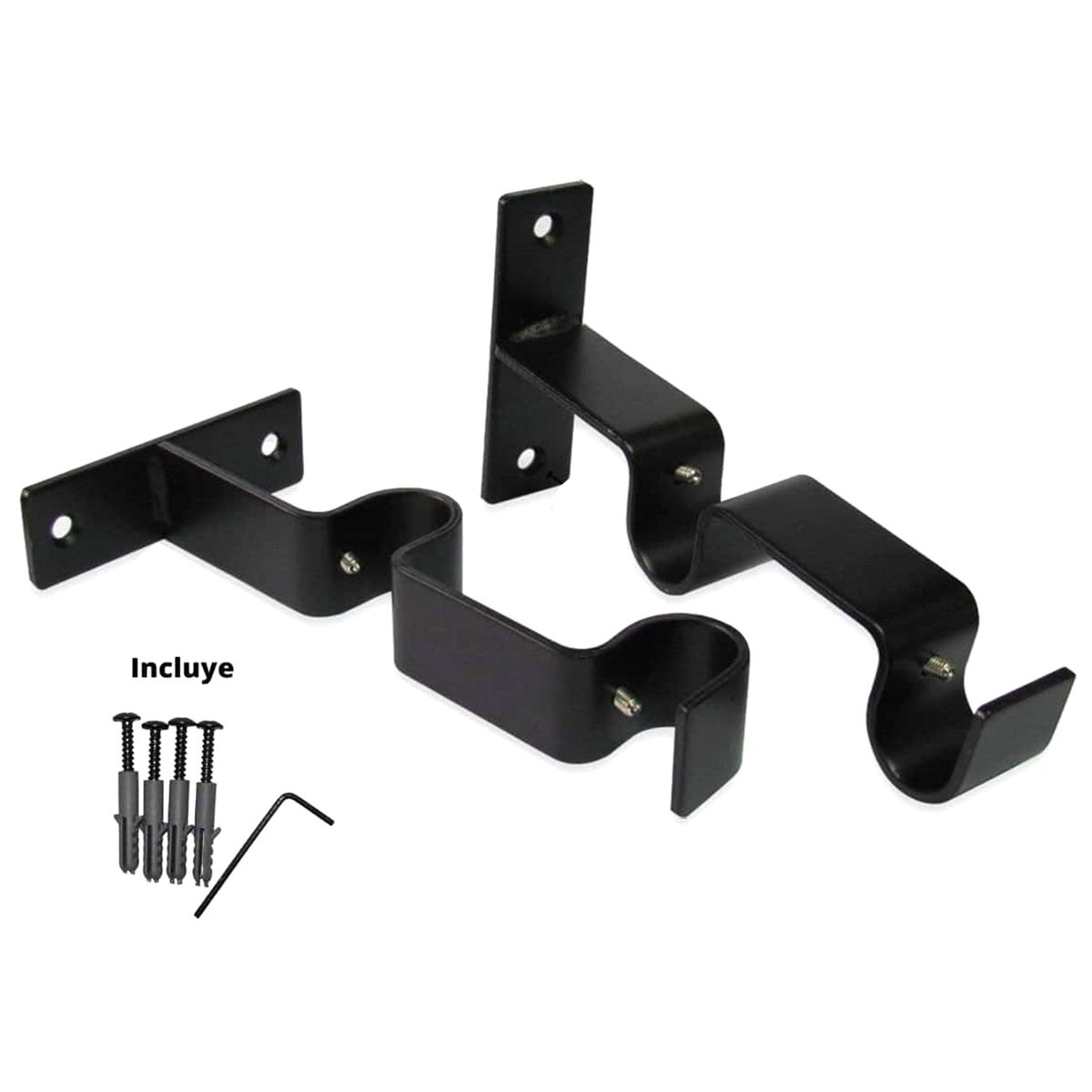 JUST HOME COLLECTION - Set de soportes para barra de cortina 19 mm 2 unidades negro