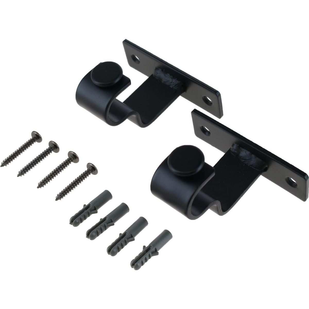 JUST HOME COLLECTION - Set de soportes para barra de cortina 19 mm 2 unidades negro