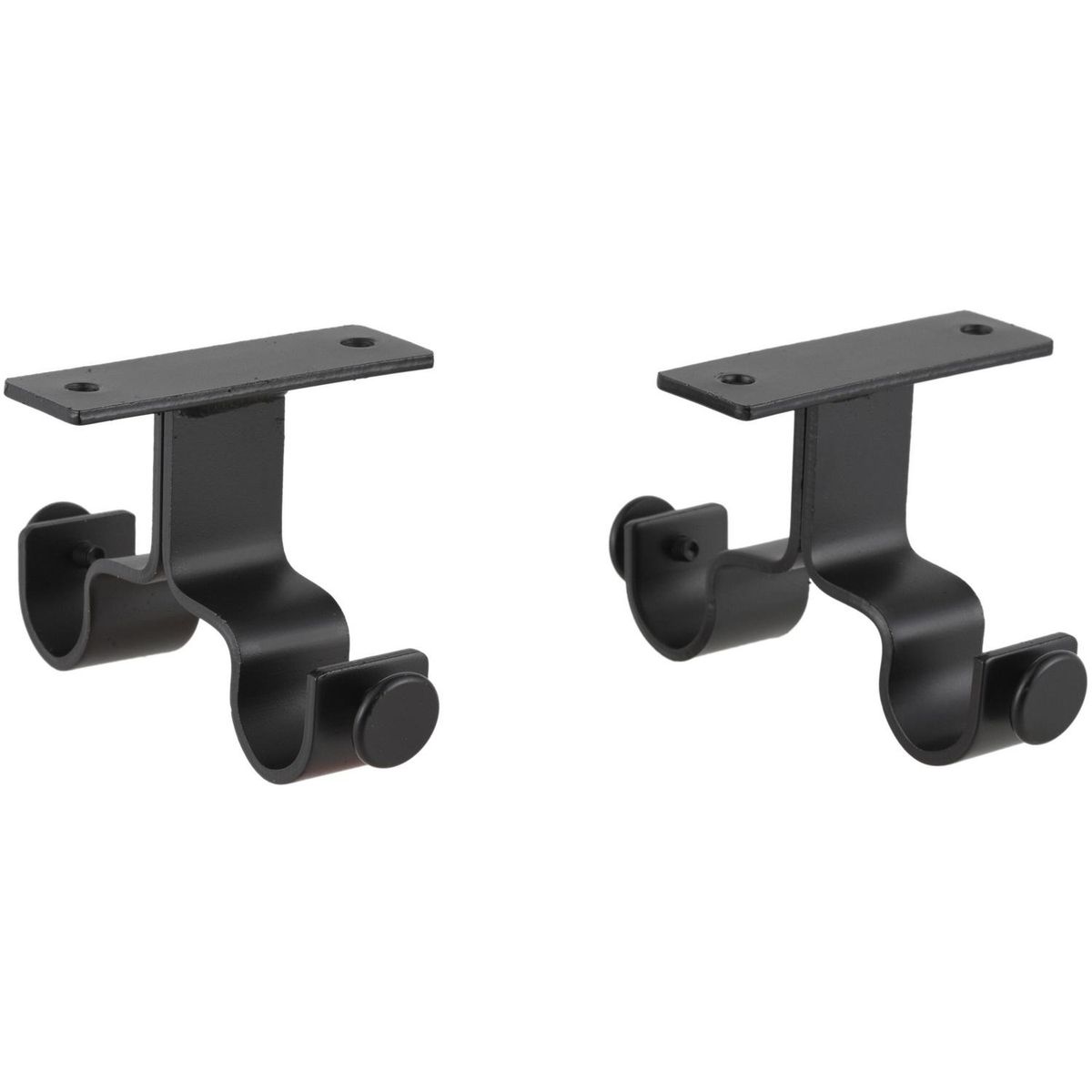 JUST HOME COLLECTION - Set de soportes para barra de cortina 19 mm 2 unidades negro