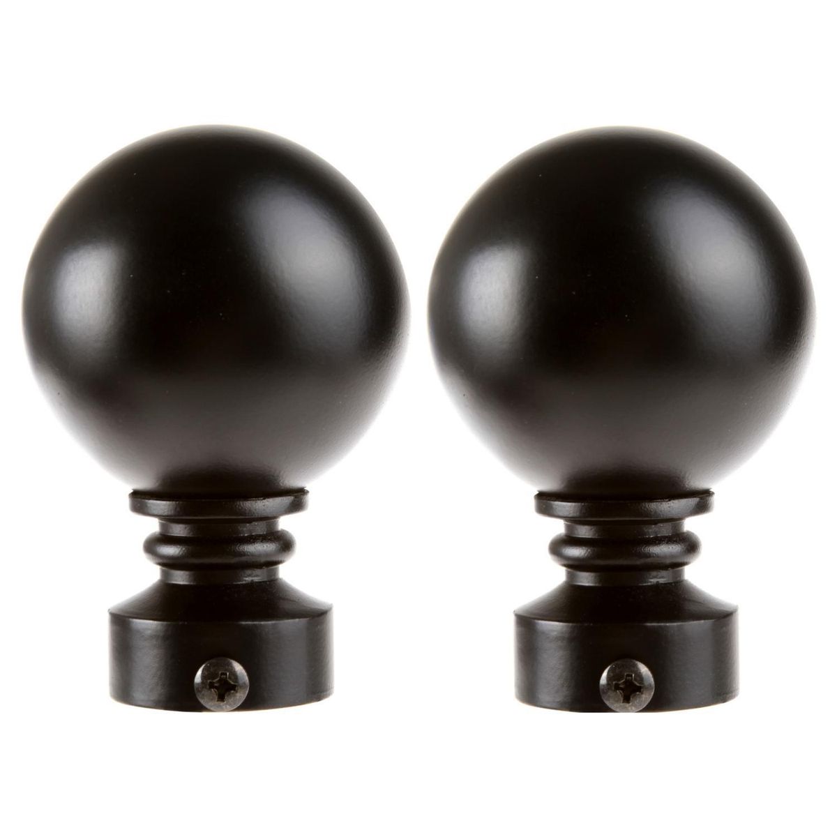 JUST HOME COLLECTION - Set de terminales para barra de cortina 28 mm 2 unidades negro