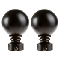 Set De Terminales Para Barra De Cortina 28 Mm 2 Unidades Negro