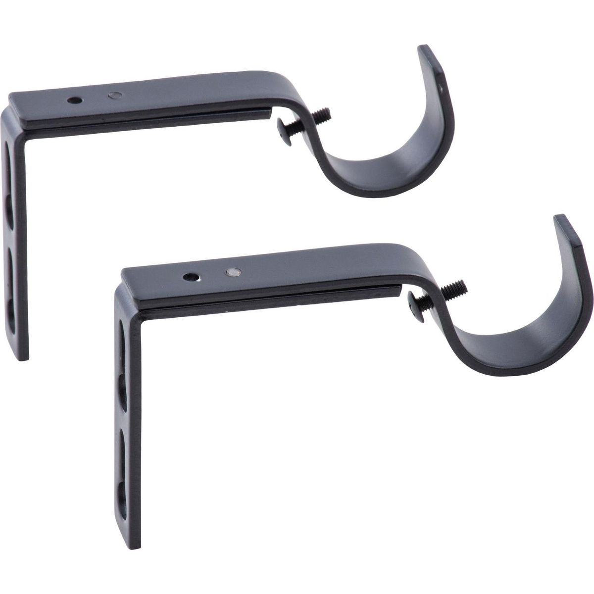 JUST HOME COLLECTION - Set de soportes para barra de cortina 28 mm 2 unidades negro