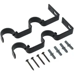 JUST HOME COLLECTION - Set de soportes para barra de cortina 28 mm 2 unidades negro