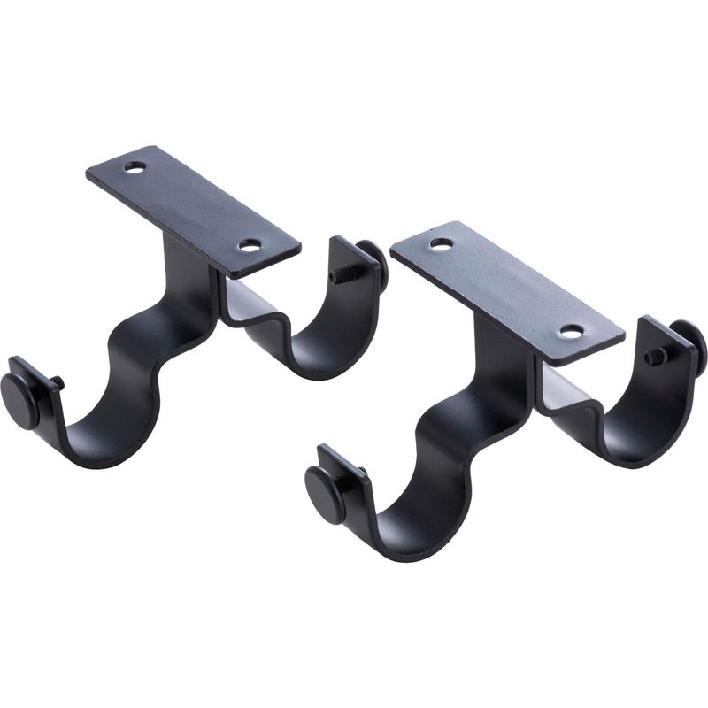 JUST HOME COLLECTION - Set de soportes para barra de cortina 28 mm 2 unidades negro