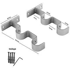 JUST HOME COLLECTION - Set de soportes para barra de cortina 19 mm 2 unidades satinado