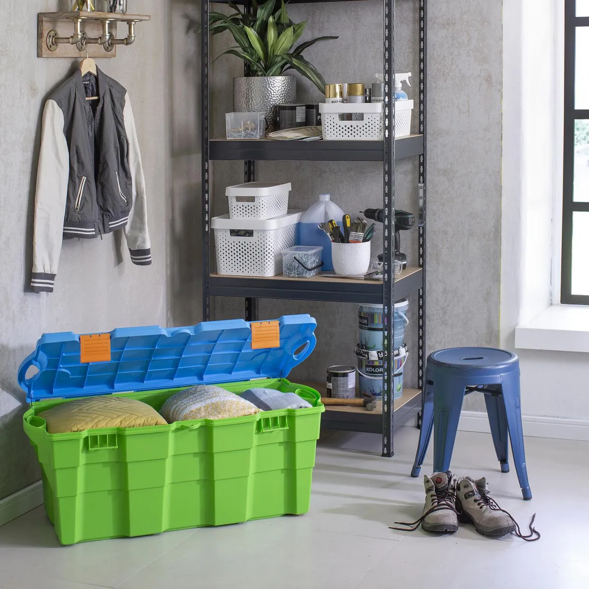 WENCO - Baúl Organizador 45x40x94 cm 100 l Verde/ celeste