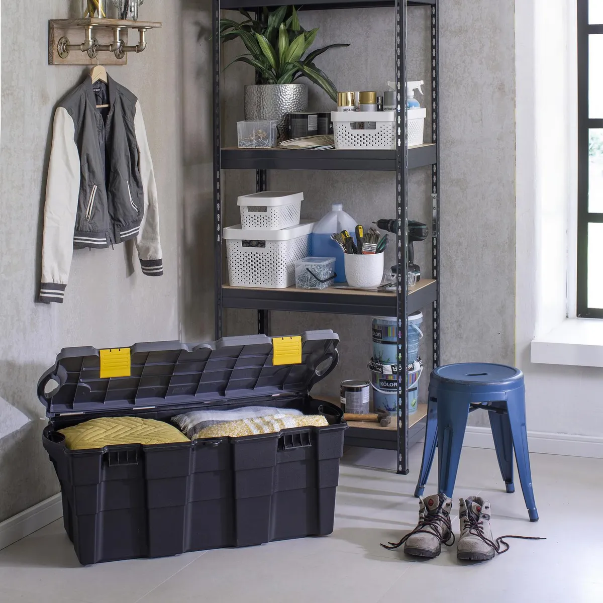 WENCO - Baúl Organizador 45x40x94 cm 100 l Negro/ Gris