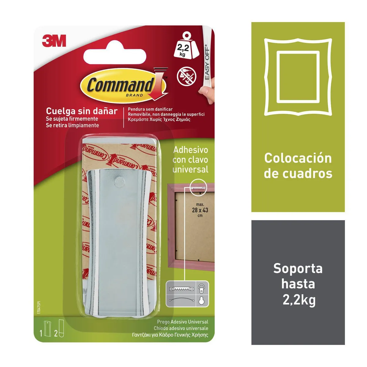 COMMAND - Colgador para Cuadros con Tiras Estabilizadoras Plata