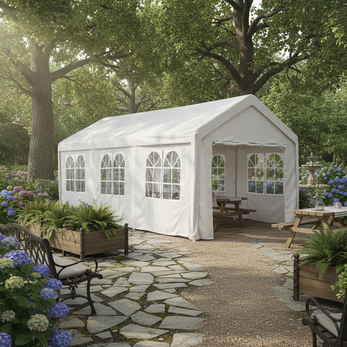 JUST HOME COLLECTION - Toldo con Cortinas para Eventos 3x6 metros Blanco
