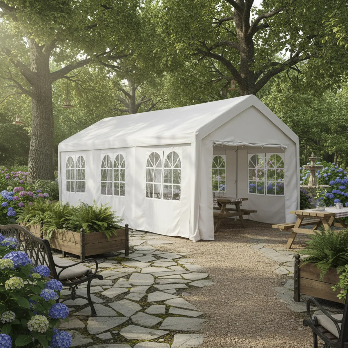 JUST HOME COLLECTION - Toldo con Cortinas para Eventos 3x6 metros Blanco