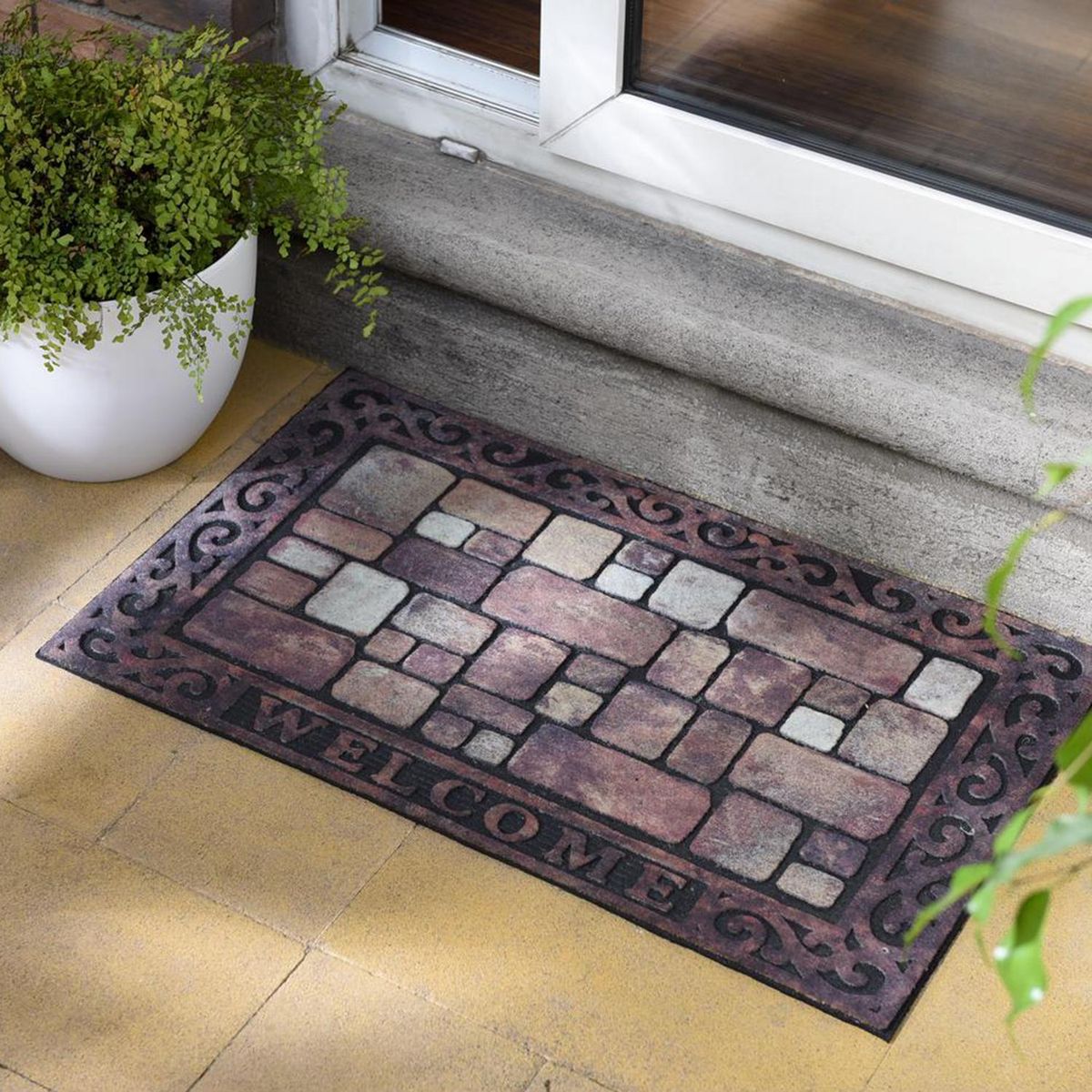 JUST HOME COLLECTION - Limpiapiés Ladrillos 46x77 cm Caucho Multicolor