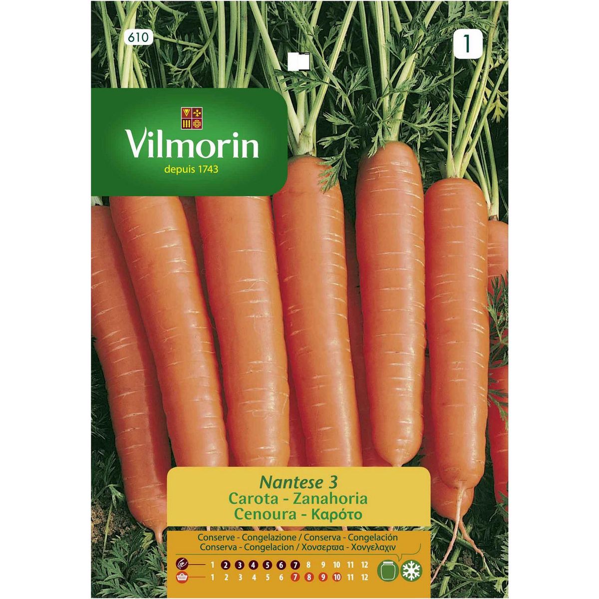 VILMORIN - Semilla Zanahoria Nantesa 4 gr Sachet