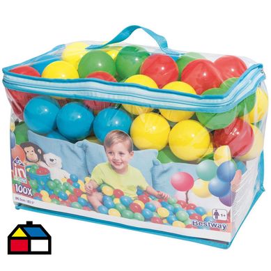 Set 100 pelotitas 6.5x6.5x6.5 cm Multicolor