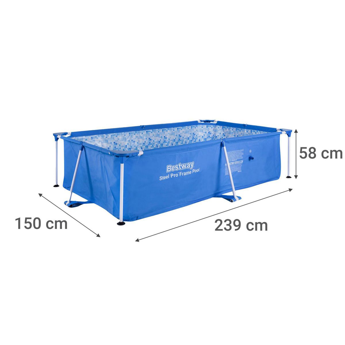 Piscina estructural 239x150x58 cm 1800 litros, marca BESTWAY - Foto 2
