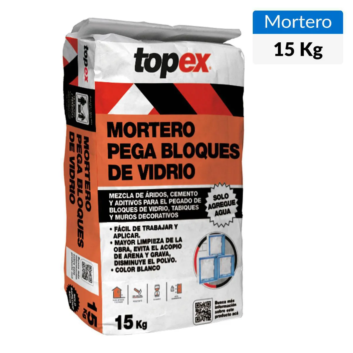 TOPEX - Bolsa 15 kilos Topex pega bloques de vidrio