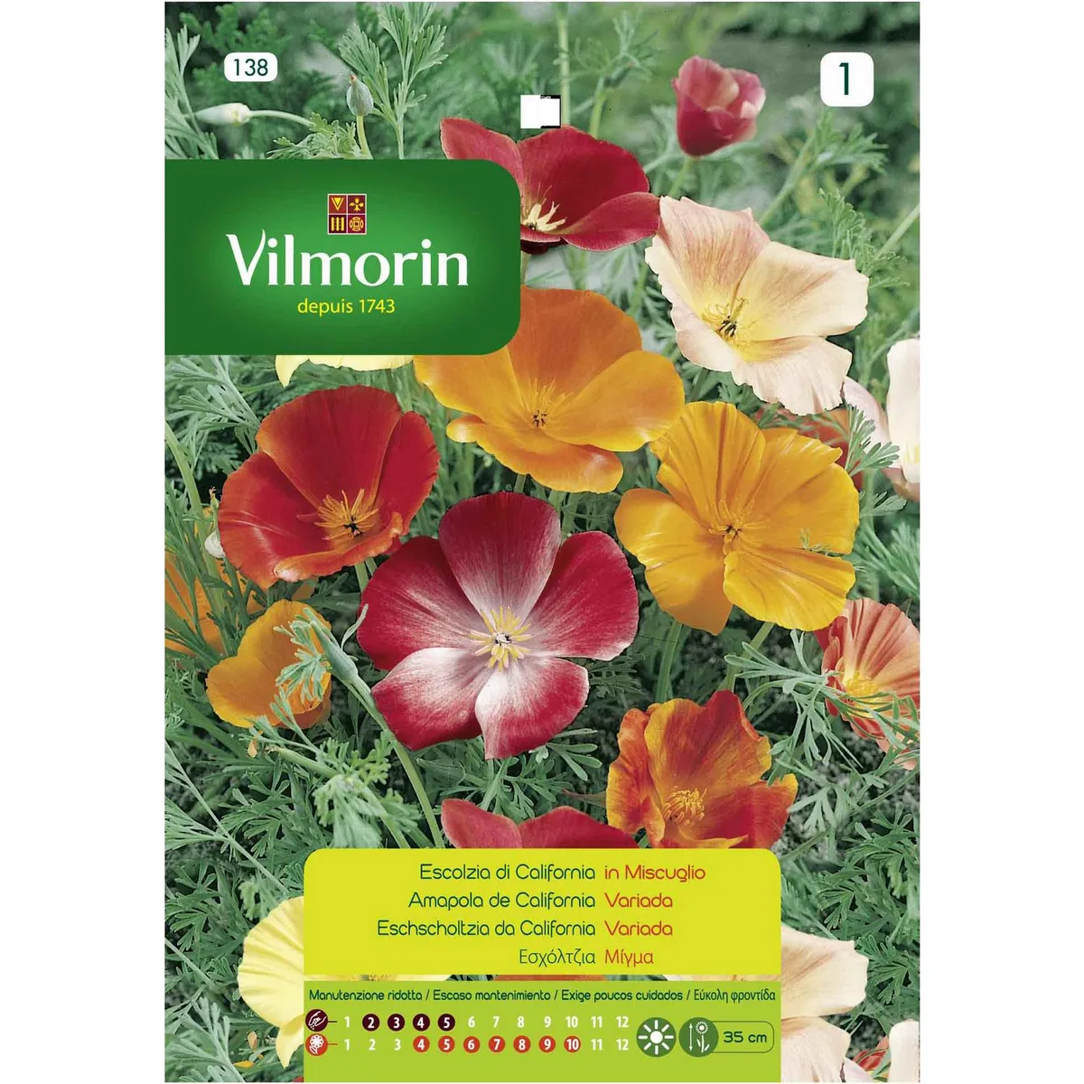 VILMORIN - Semilla Flor Amapola Californiana 1.5 gr Sachet