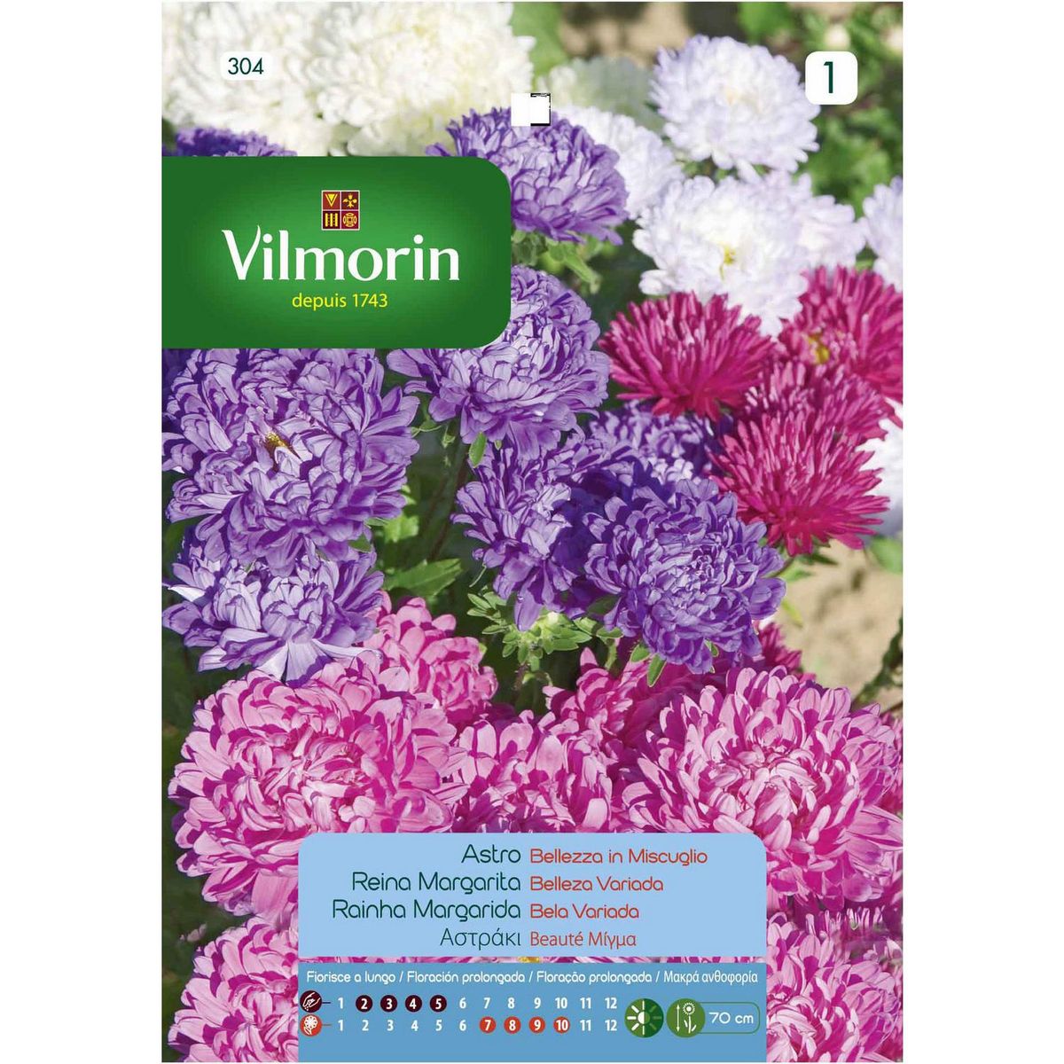 VILMORIN - Semilla Flor Reina Margarita 0.8 gr Sachet
