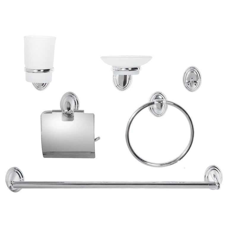 Kit De Accesorios Murales Para Baño 6 Piezas Cromado
