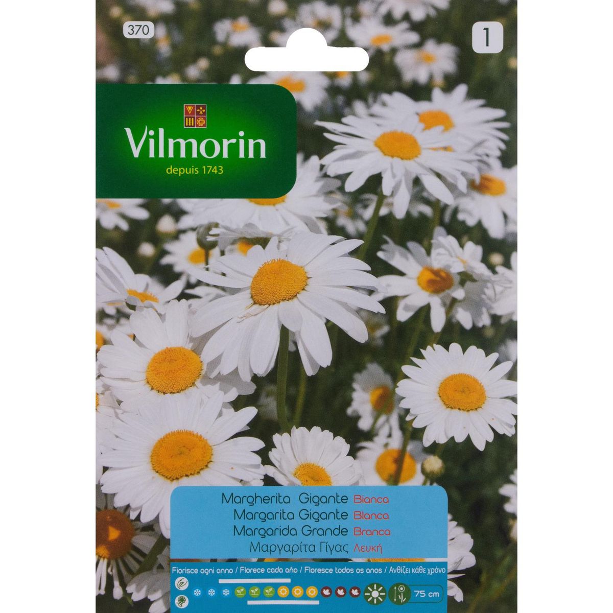 VILMORIN - Semilla Flor Margarita Blanca 0.8 gr Sachet