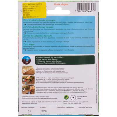 Imagen 2 del producto Semillas Flor Zinnia 2 gr Sachet