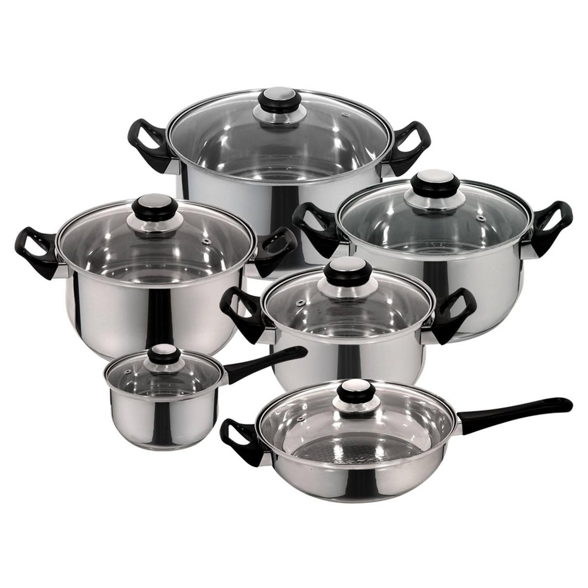 MAGEFESA - Batería de Cocina 12 Piezas Acero inoxidable Monterrey Plateado