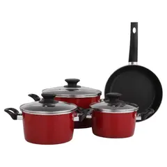 MAGEFESA - Batería de Cocina 7 Piezas Acero Rojo