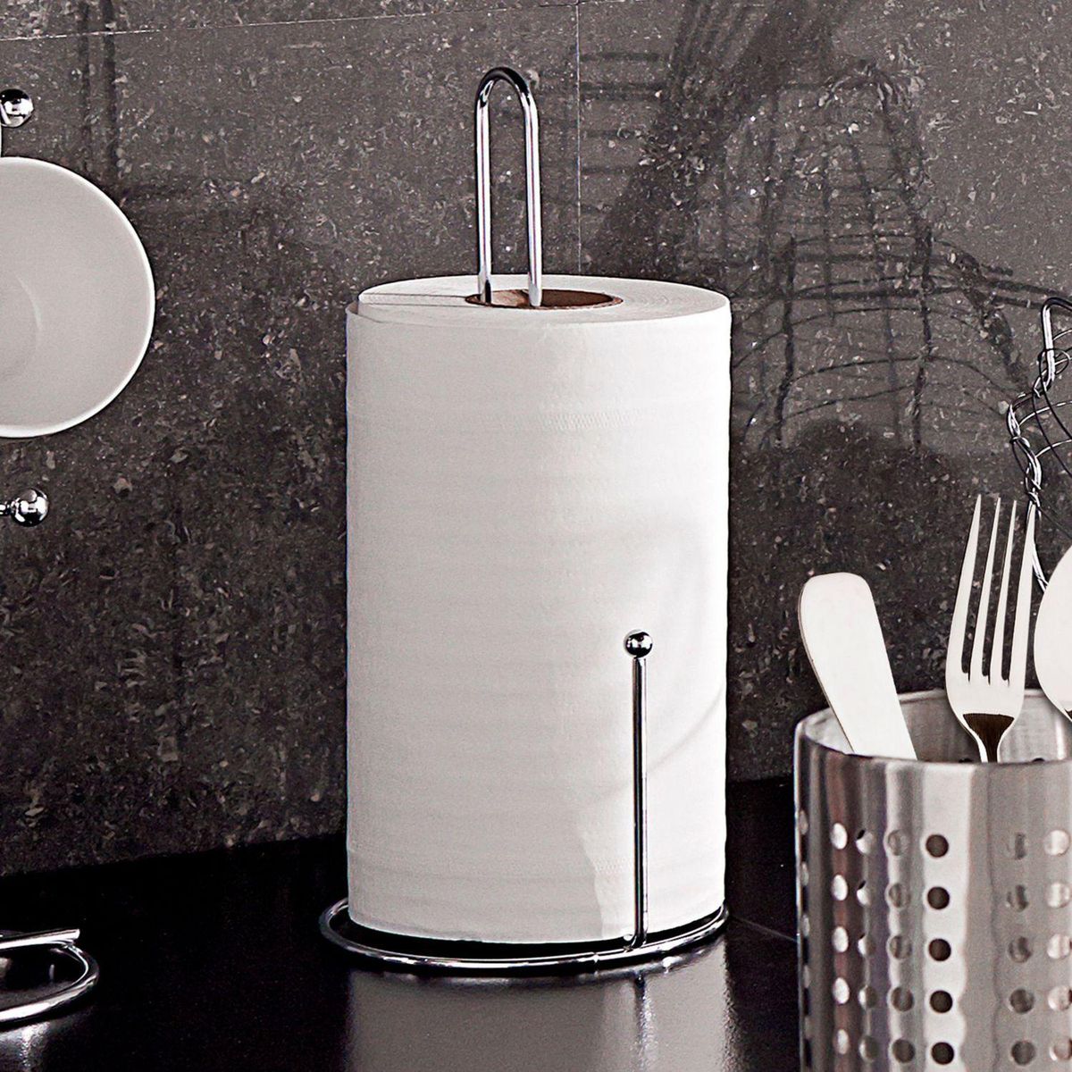 JUST HOME COLLECTION - Porta toalla de papel para mesa metal Cromado