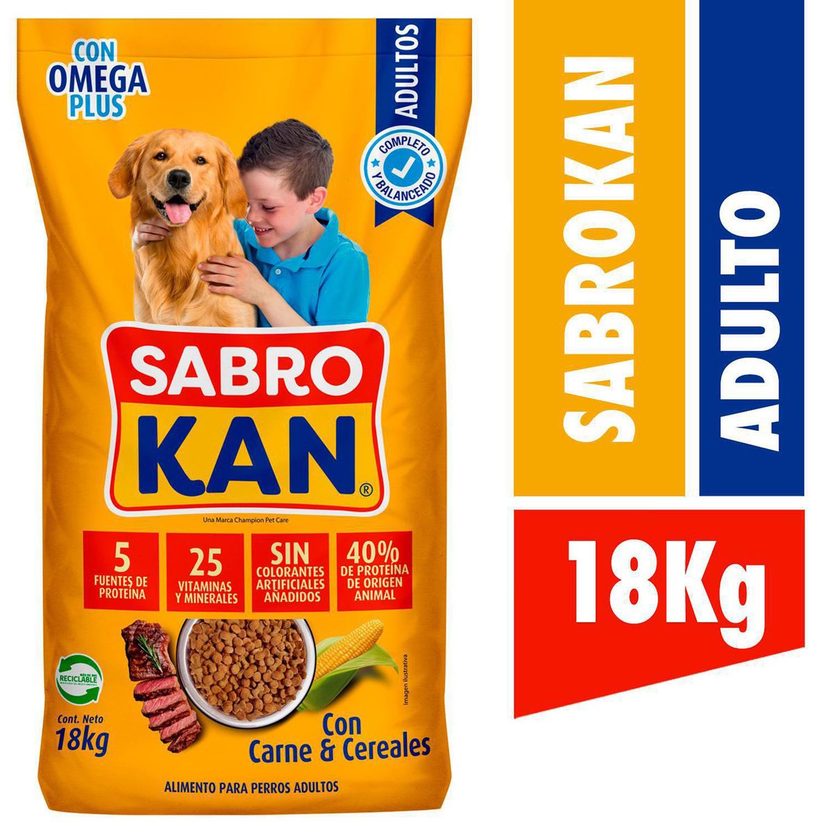 SABROKAN - Alimento para Perro Adulto Carne y arroz 18 kg