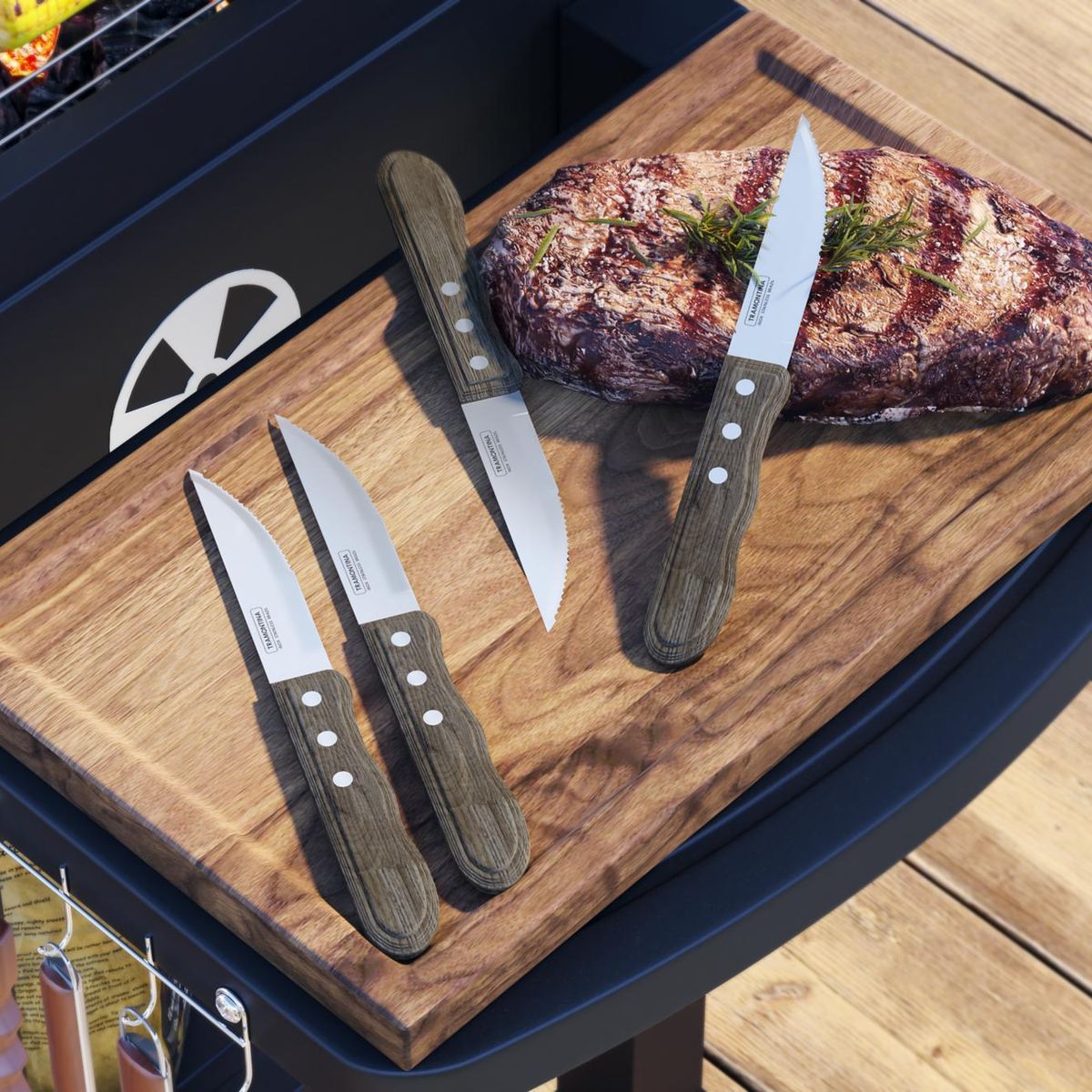 TRAMONTINA - Set de 4 Cuchillos para Asado Tramontina Jumbo Café