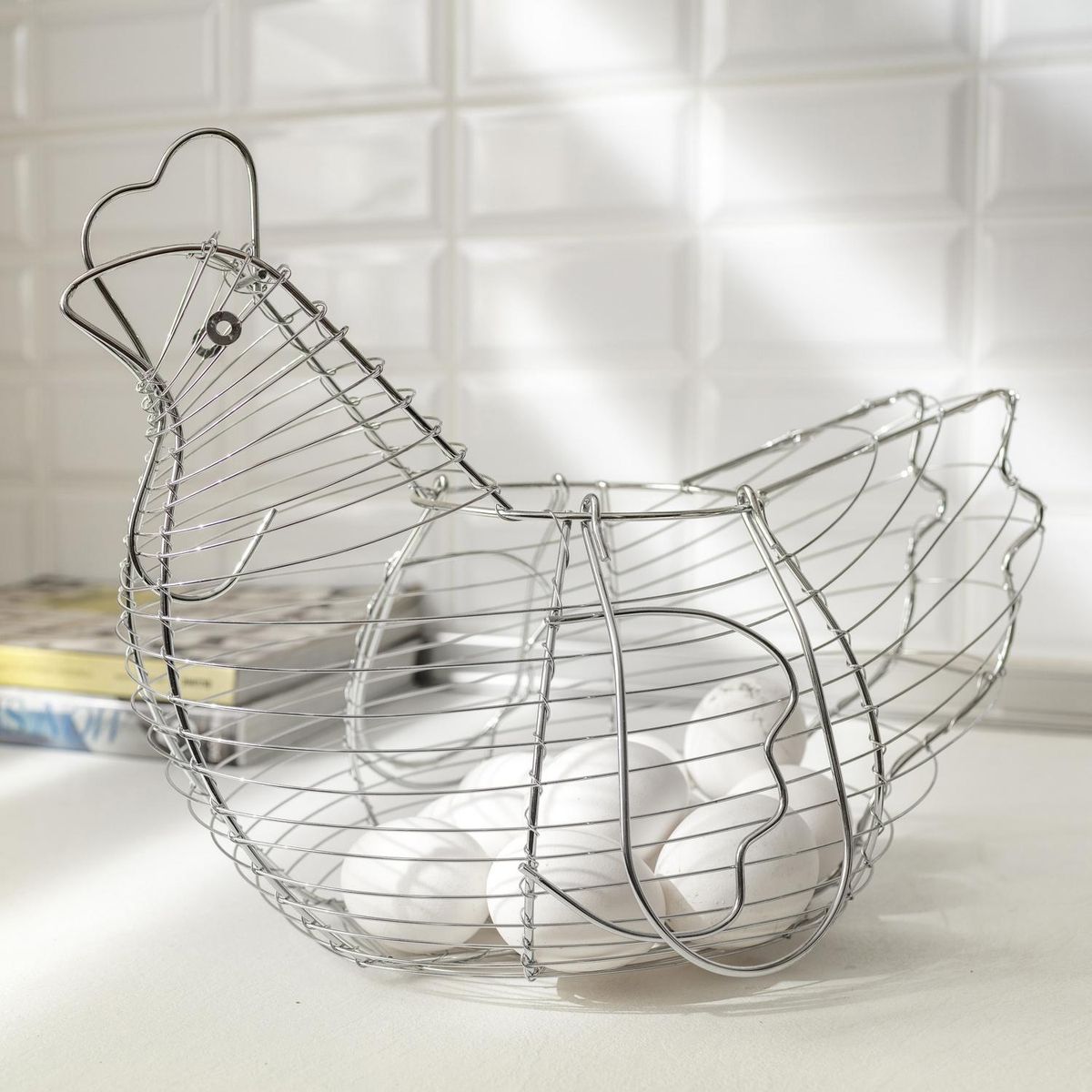 CASA BONITA - Gallinero Decorativo Casa Bonita Cromado Gris para 6-12 Huevos