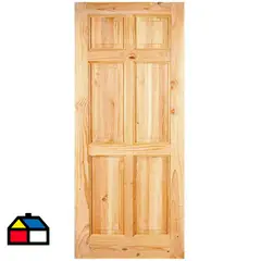 HOLZTEK - Puerta Madera pino oregón 75x200 cm Maihue Solido/Natural