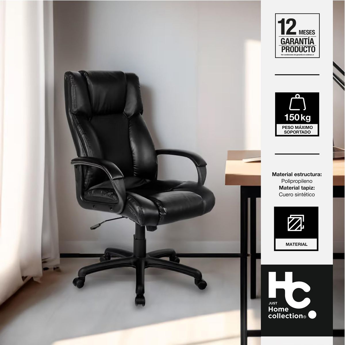 JUST HOME COLLECTION - Silla Escritorio Pirano Negro