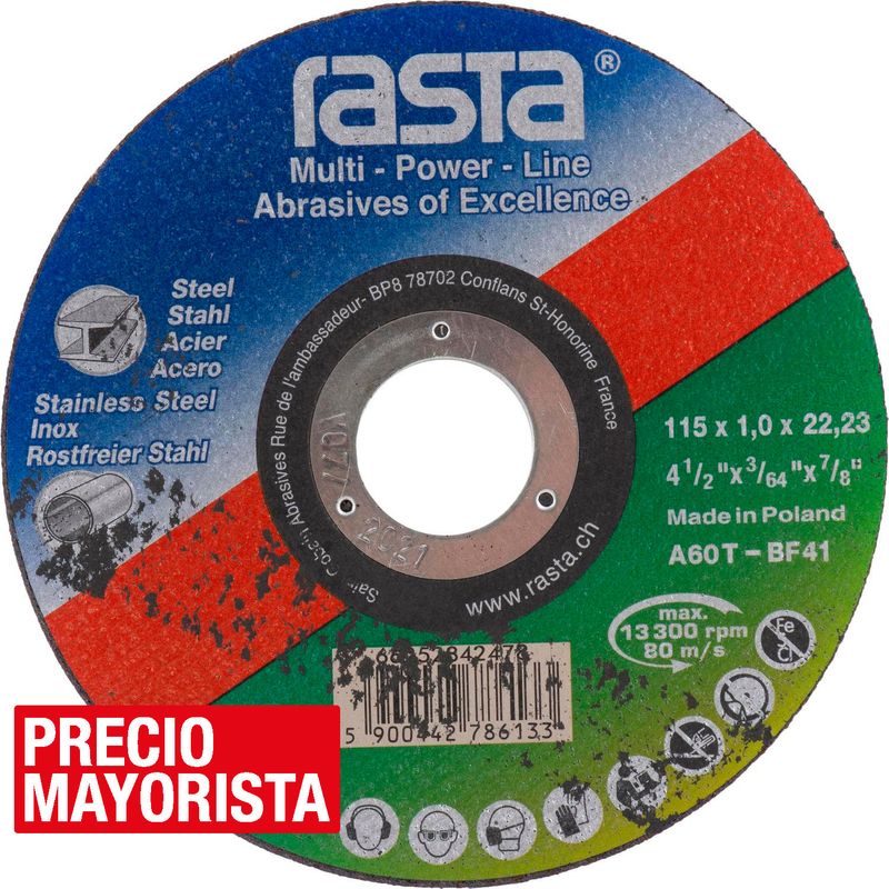 RASTA - Disco de corte para acero inoxidable 4,5"