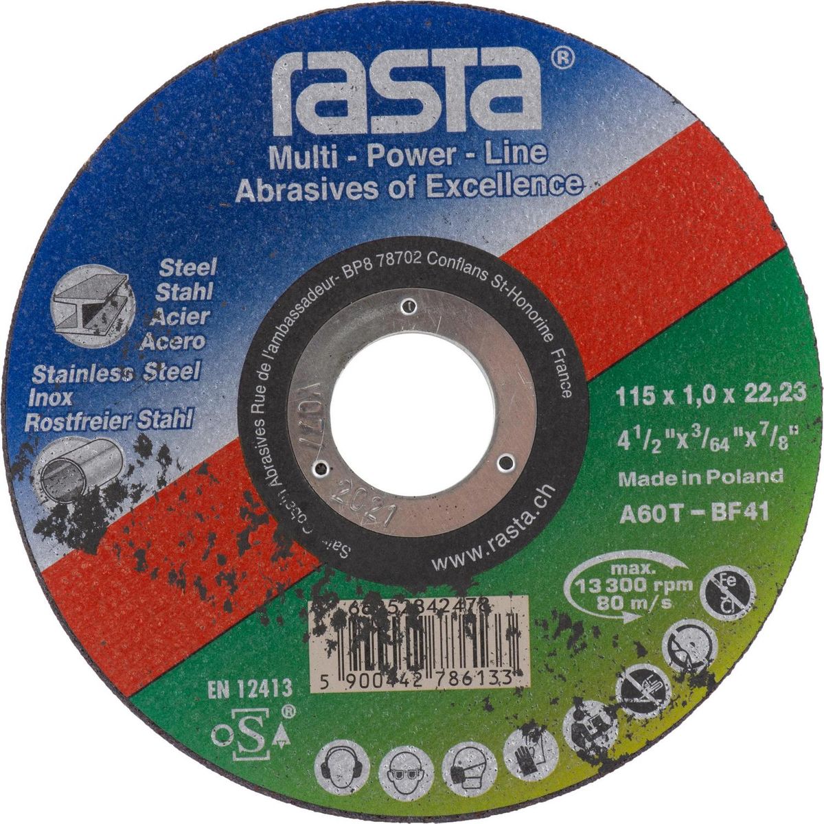 RASTA - Disco De Corte Para Acero Inoxidable 4,5"
