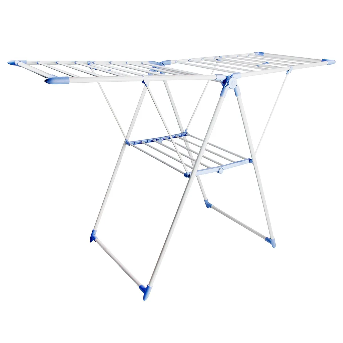 KLEINE WOLKE - Tendedero de Ropa con Bandeja Plegable Acero 156.5x61x97 cm Blanco