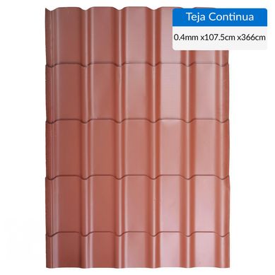 Teja continua curva Acero/Zinc 1.075x3.66 m 0.4 mm Terracota