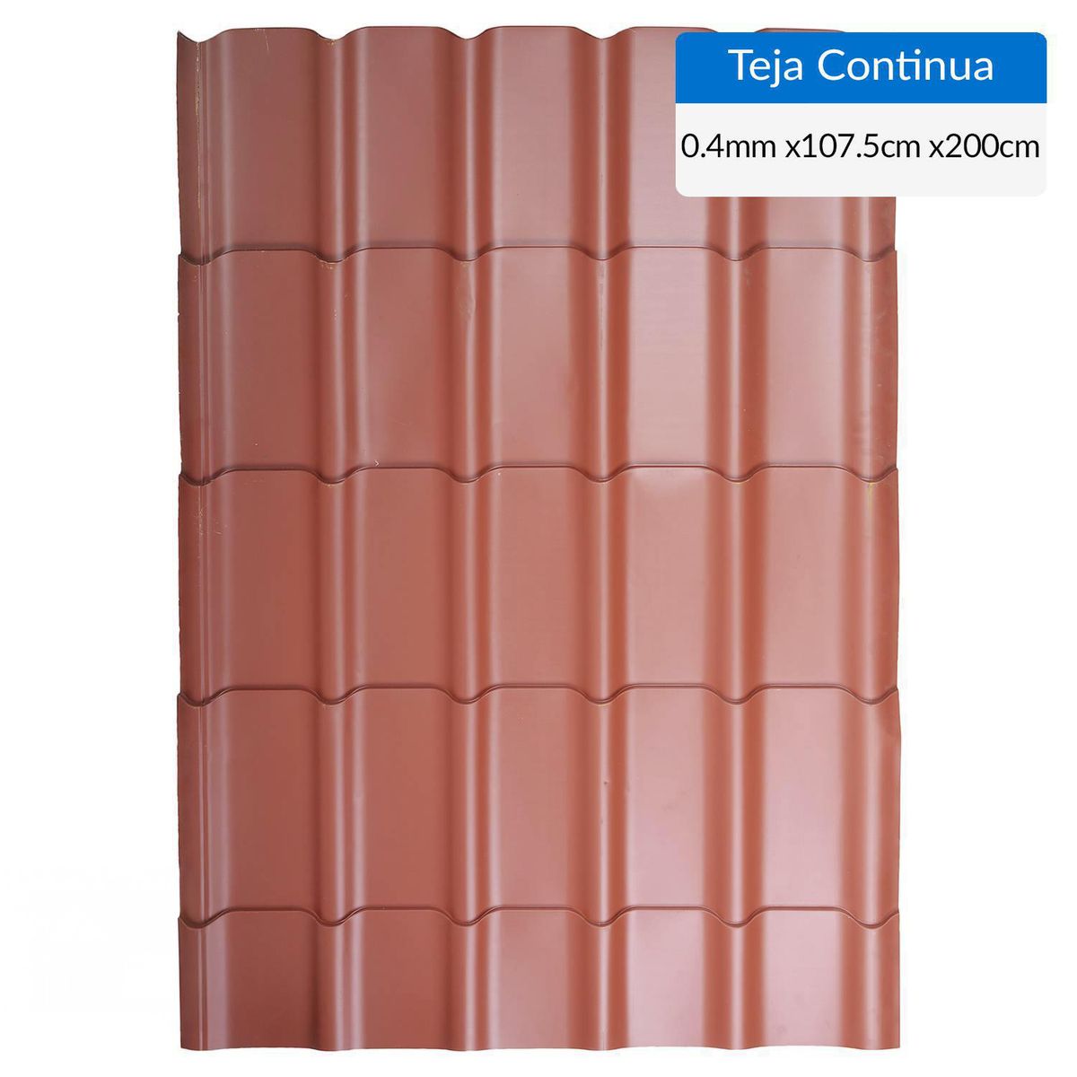 INSTAPANEL - Teja continua curva Acero/Zinc 1.075x2 m 0.4 mm Terracota