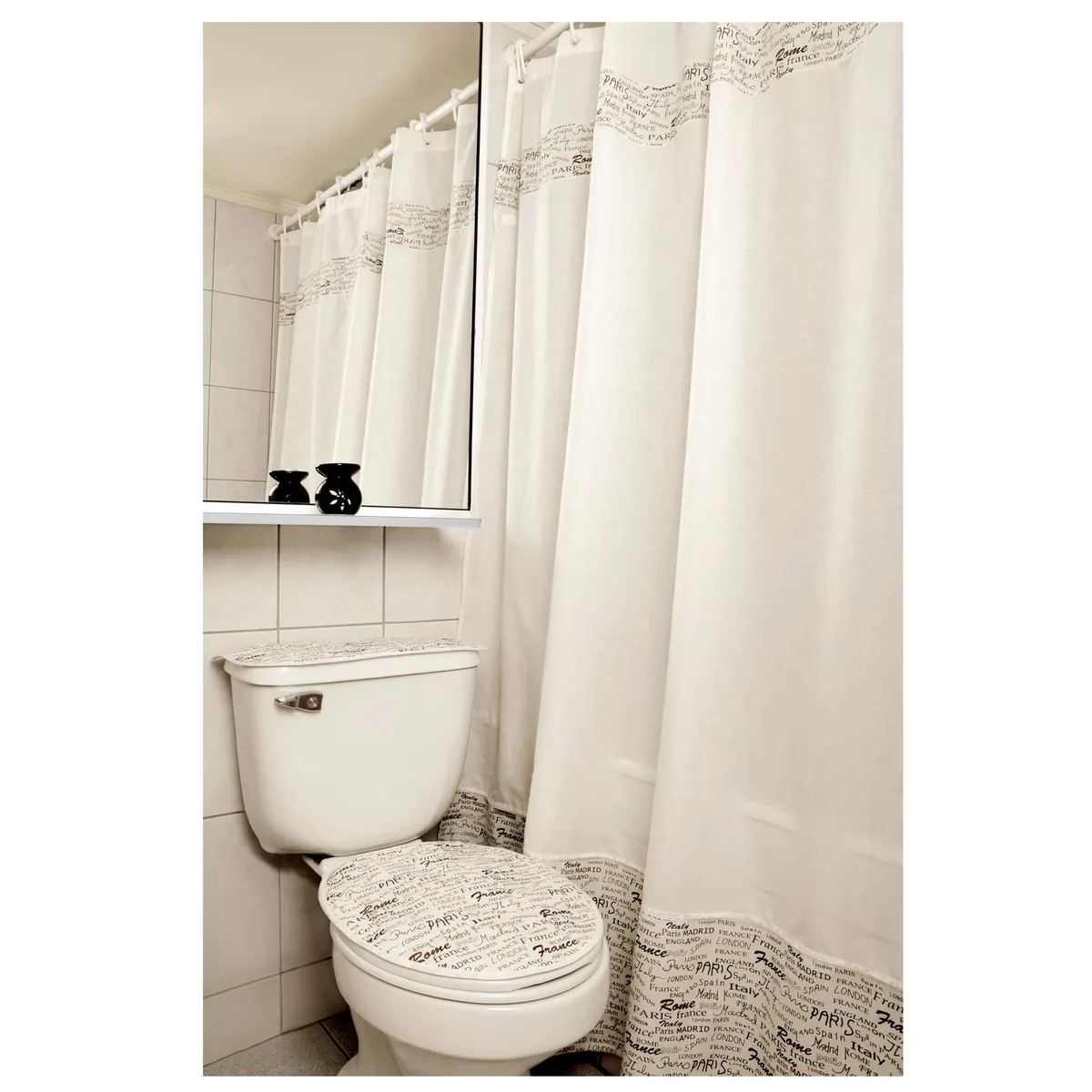 GENTILE - Juego de baño Letras 5 piezas beige café