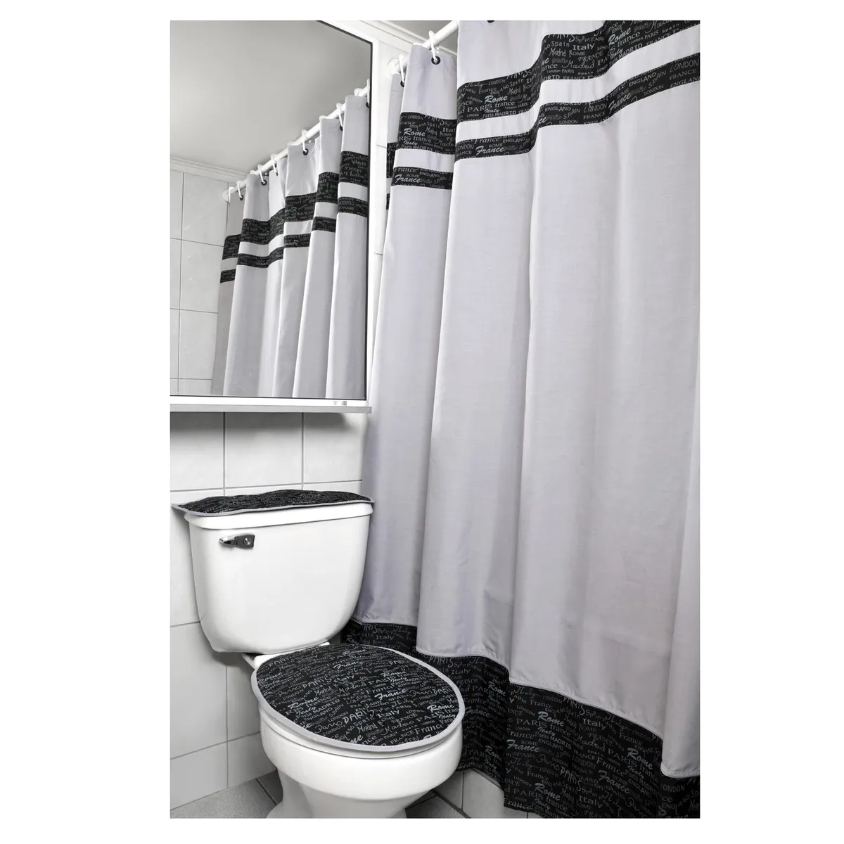 GENTILE - Juego de baño Letras 5 piezas gris negro