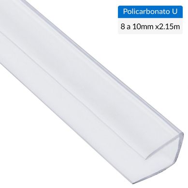 Perfil Policarbonato U  2.15m x 8 a10mm Traslcido