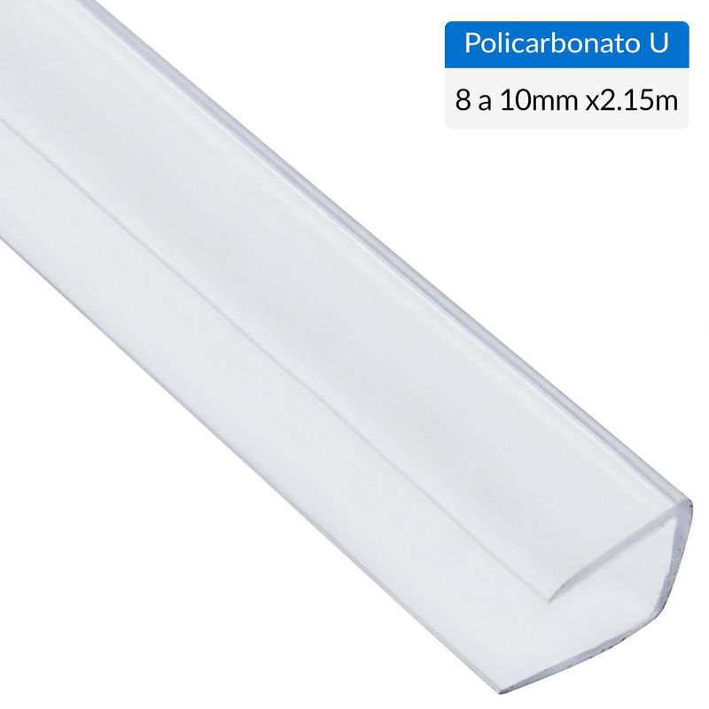 DVP - Perfil Policarbonato U  2.15m x 8 a10mm Traslúcido