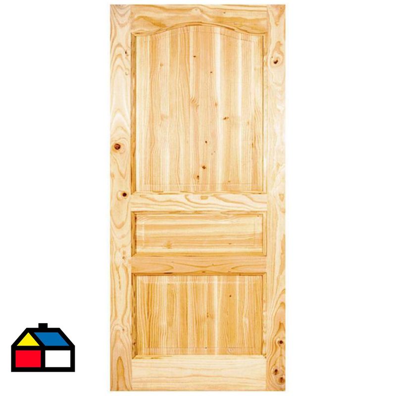 HOLZTEK - Puerta Exterior Madera pino oregón 75x200 cm Puyehue 122 Natural