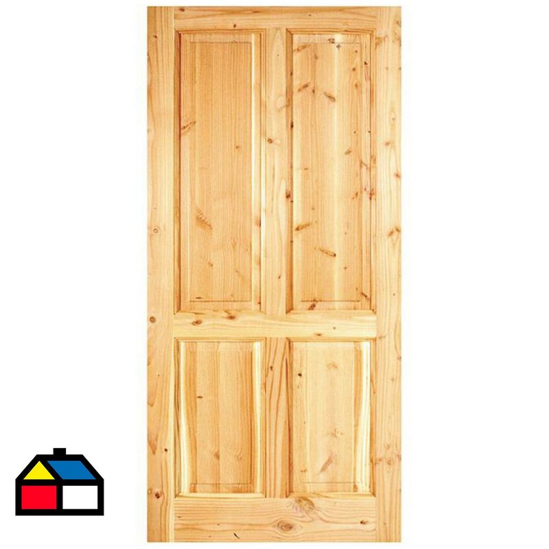 HOLZTEK - Puerta Exterior Madera pino oregón 80x200 cm Rupanco 140 Natural