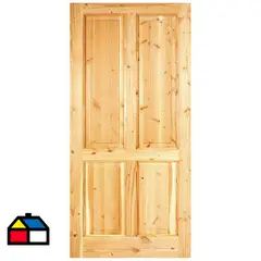 HOLZTEK - Puerta Exterior Madera pino oregón 90x200 cm Rupanco 140 Natural
