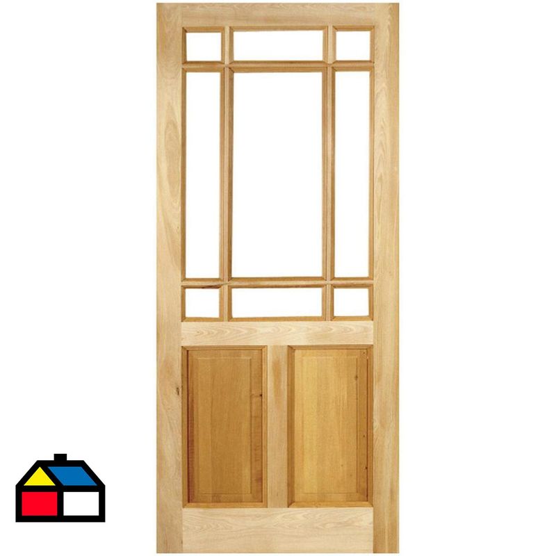 HOLZTEK - Puerta Vidriada Sin Vidrio Madera pino oregón 70x200 cm Rinihue 160 Natural