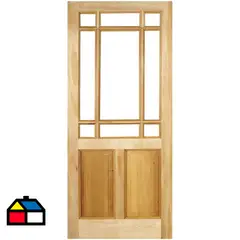 HOLZTEK - Puerta Vidriada Sin Vidrio Madera pino oregón 85x200 cm Rinihue 160 Natural