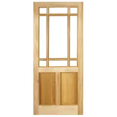 HOLZTEK - Puerta Vidriada Sin Vidrio Madera pino oregón 60x200 cm Rinihue Natural