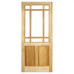 HOLZTEK - Puerta Vidriada Sin Vidrio Madera pino oregón 70x210 cm Rinihue 160 Natural